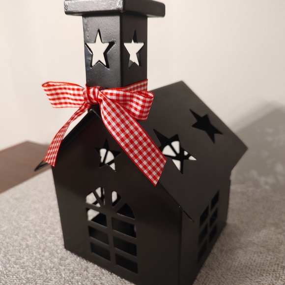 Tea Light Holder - Black Metal House/Church/School - Picture 2 of 7